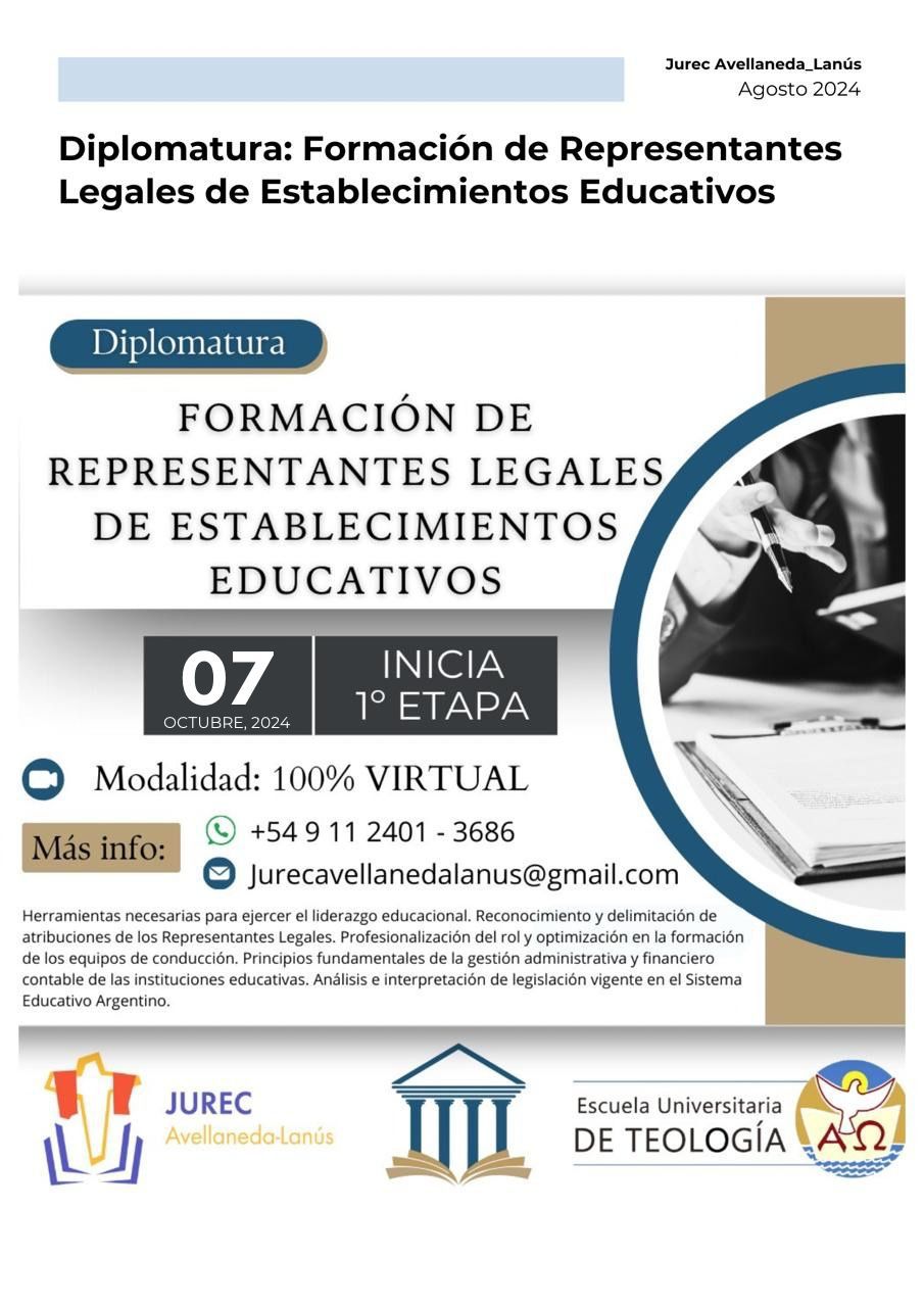 Diplomatura: Formación de Representantes Legales de Establecimientos Educativos